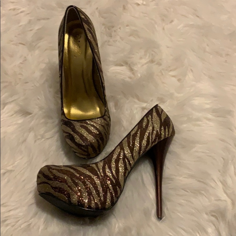 Brown and gold Zebra print Heels